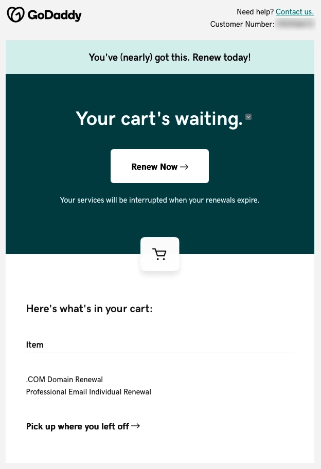 I never added anything to the cart. Funny enough, they wrote in the bottom "Pick up where YOU left off"